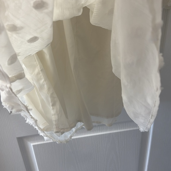MIKAROSE Ivory Smocked Chiffon Dress Swiss Dot Boutique New With Tags Size Large - Picture 8 of 9